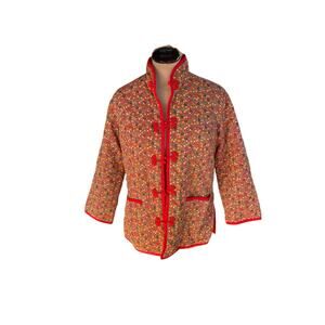 Handmade Quilted Jacket Sz. S - Twee, Grannycore, Pattern, Kidcore, Chinese Frog